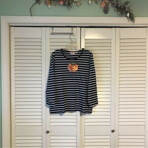 Quacker Factory Black and White Striped Top